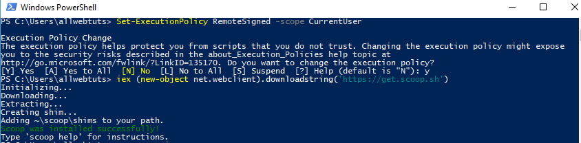 install Scoop Command Line Manager on Windows 10